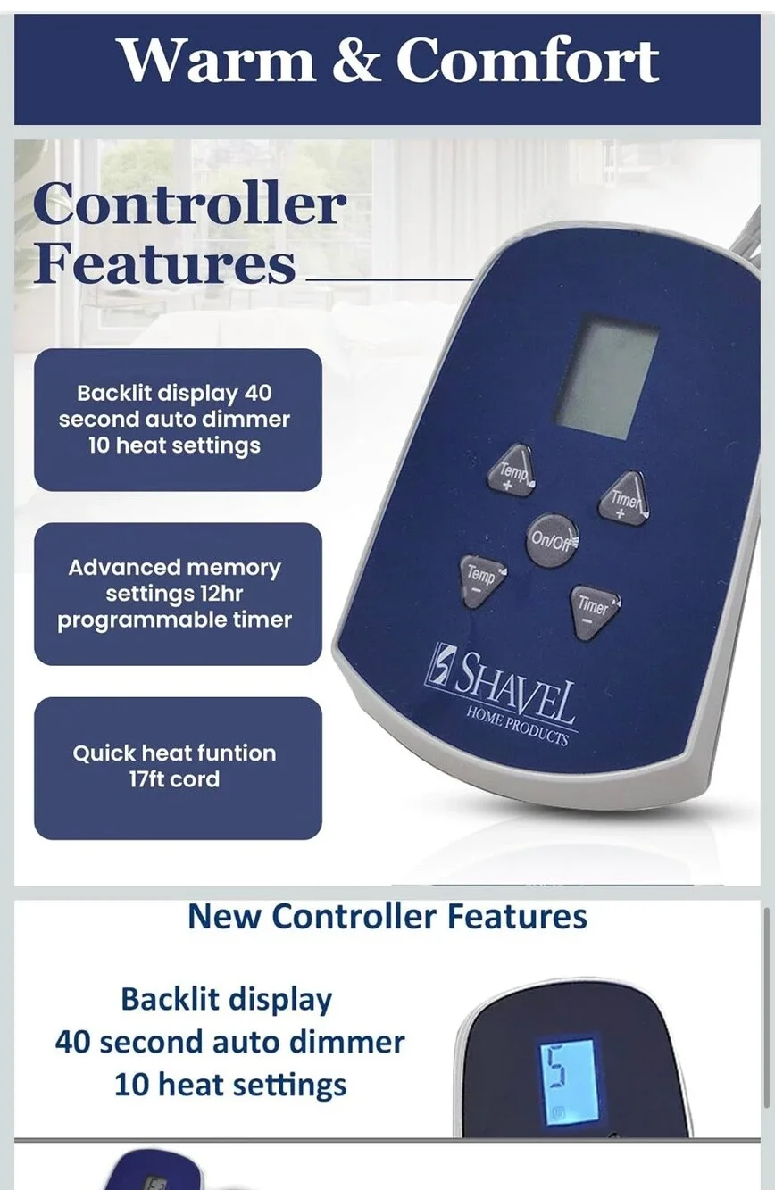 Shavel Electric Heated Blanket Beige with Controller